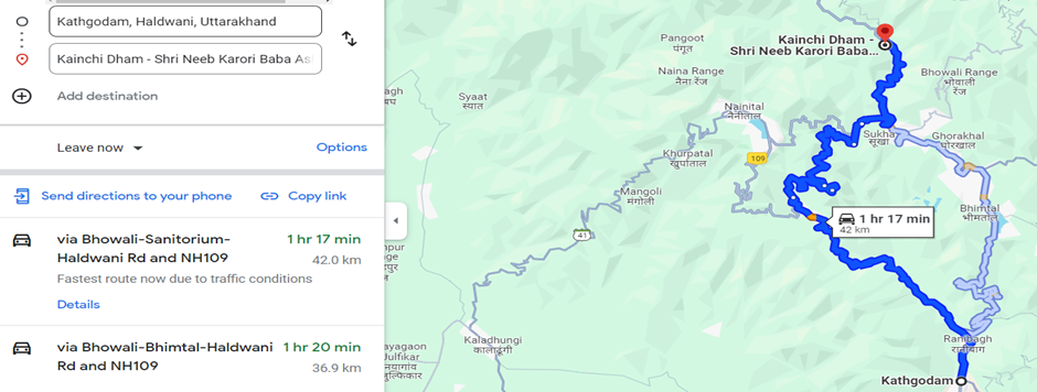 Kathgodam to Kainchi Dham Distance